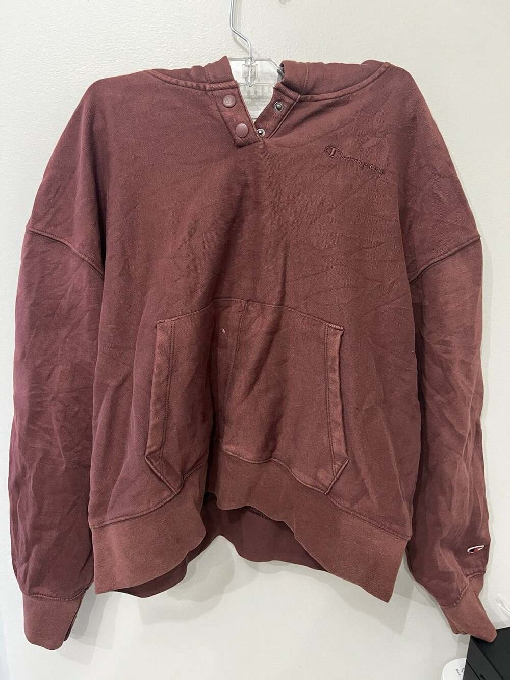 CHAMPION Womens Hoodie Button Up Size XL Oversized